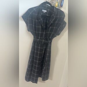Calvin Klein Black Plaid Long Sleeve Dress